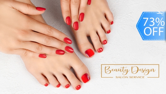 [Imagen:¡Paga Q85 en Lugar de Q310 por Manicure Spa + Pedicure Spa + Aplicación de Esmalte Permanente Gelish u OPI en Manos y Pies!]