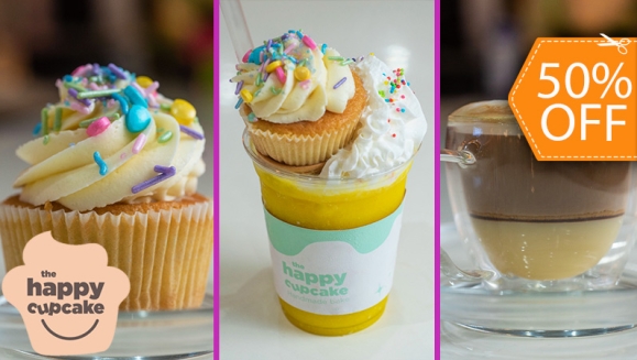 [Image: ¡Paga $7 y consume $14 en Todo el Delicioso Menú de The Happy Cupcake!m]