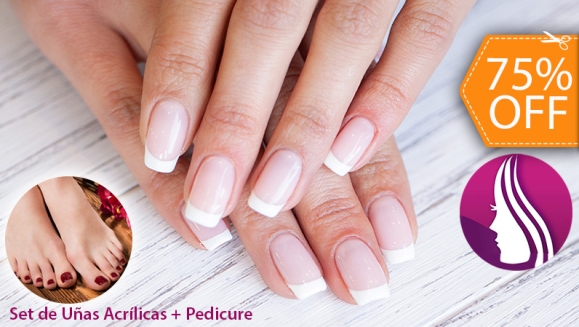 [Image: ¡Paga $12 en Lugar de $48 por Set de Uñas Acrílicas a Elección: French, Cover, Baby Bommer o Baby Color + Manicure Express + Pedicure Express con Esmaltado Permanente!m]