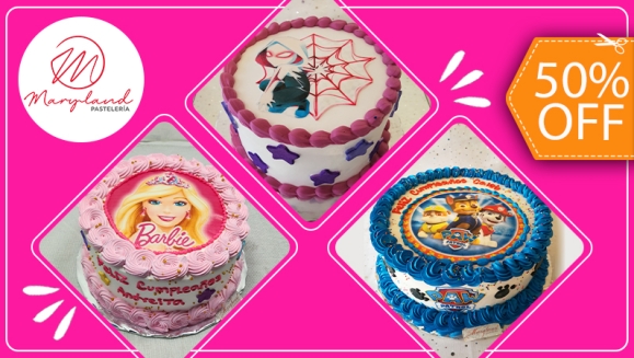 [Image: ¡Paga $32.50 en Lugar de $65 por Pastel Redondo de 40 Porciones con Relleno a Elección + Decoración con Imágenes Impresas en Papel de Arroz Comestible + Accesorios de Dulce!m]