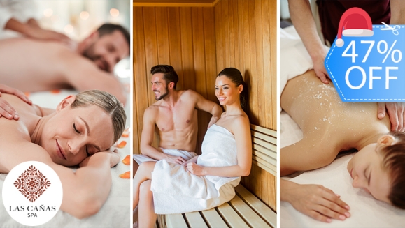 [Image: ¡Paga Q699 en Lugar de Q1,310 por Sesión de Spa para 2 con Masaje Relajante + Sauna o Jacuzzi + Exfoliación Corporal + Infusión de Té + Smoothie o Gaseosa + 1 Carpaccio de Lomito para Compartir!m]