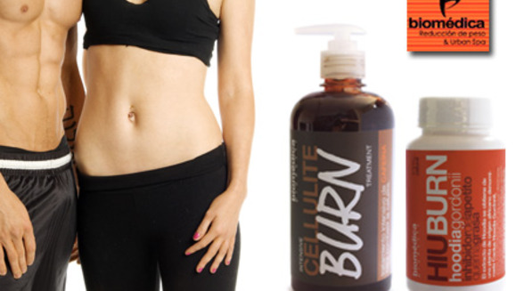 [Image: ¡Paga Q149 en lugar de Q700 por kit Quema Grasa, Reductivo, Moldeador de figura y Anticelulítico de Biomedica Products que incluye: Frasco de 60 cápsulas HiuBurn + Frasco de gel Cellulite Burn!m]