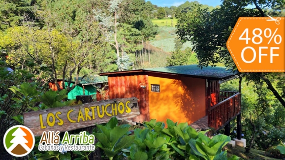 [Imagen:¡Paga $55 en Lugar de $105 por 1 Noche en Cabaña para 2 Adultos y 2 Niños o para 3 Adultos + Desayunos + 30 Minutos de Juegos de Mesa + Caminata en Bosque + Visita al Vivero de Hortalizas + Entretenimiento y Más!]