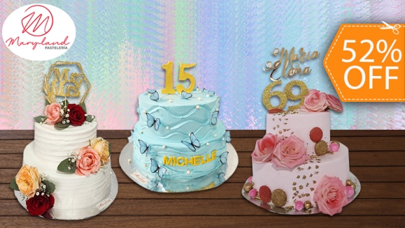 [Image: ¡Paga $65 en Lugar de $135 por Pastel de 2 Pisos de 60 Porciones con Relleno Premium + Decoración para Boda, 15 Años o Graduación!m]