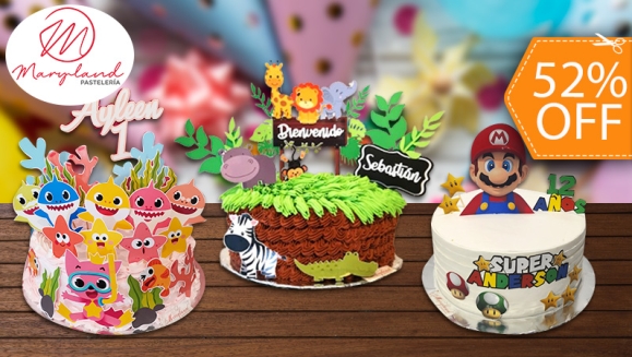 [Image: ¡Paga $40.50 en Lugar de $85 por Pastel Redondo de 40 Porciones con Relleno Premium a Elección + Topper Cake + Nombre y Número Personalizado!m]