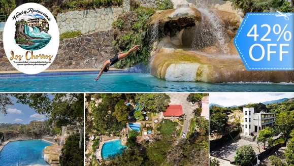 [Imagen:¡Paga Q360 en Lugar de Q620 por Estadía para 2 Personas Durante 3 Días y 2 Noches en Hotel Los Chorros + Daypass en Balneario Natural con Piscinas, Cascada Natural, Áreas Recreativas y Mas!]