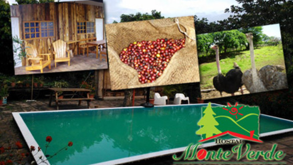 [Image: ¡Paga $75 en vez de $150 por estadía para 4 personas en cabaña + 4 desayunos + uso de las instalaciones + fogata + caminata guiada + parrillada de avestruz en Hostal Monte Verde en Candelaria de la Frontera, Santa Ana! ¡SÓLO 83 CUPONES DISPONIBLES!m]