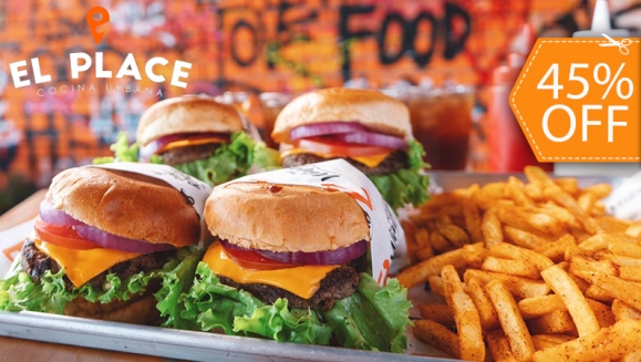 [Image: ¡Paga $20.24 en Lugar de $36.80 por 4 Hamburguesas en Elección: Clásica de Res o La de Pollo + 4 Ordenes de Papas Fritas + 2  Picheles de Limonada o Té!m]