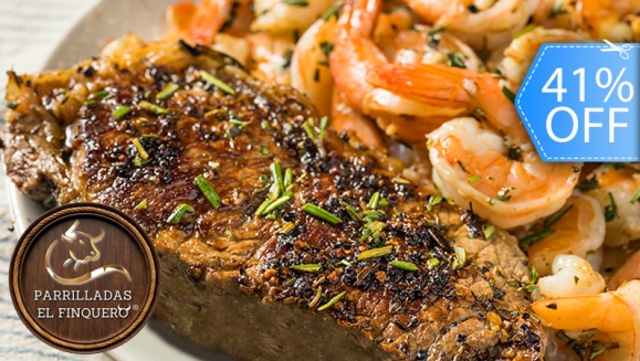 [Image: ¡Paga Q220 en Lugar de Q370 por Plato Mar y Tierra Para 2 Que Incluye: Lomito + Camarones A La Plancha, Al Ajillo o Empanizados + 1 Chorizo + 1 Litro de Bebida + Guarniciones + Postre de Flan con Bola de Helado + Café!m]