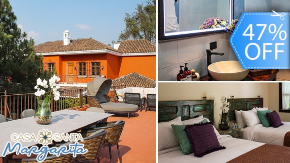 [Image: ¡Paga Q399 en Lugar de Q750 por Estadía Romántica para 2 Personas en Antigua Guatemala + 2 Desayunos Continentales + Impuestos Incluidos!m]