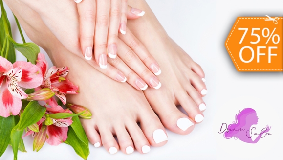 [Image: ¡Paga $12 en Lugar de $48 por Set de Uñas Acrílicas a Elección: French, Cover, Color o Baby Color + Manicure Express + Pedicure Express con Esmaltado Permanente!m]