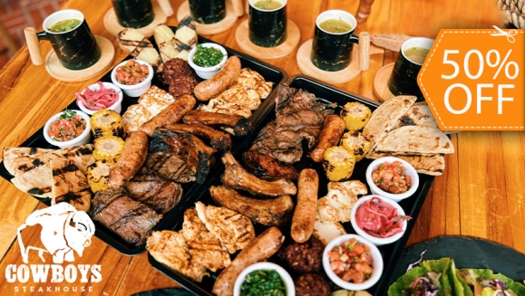 [Image: ¡Paga $49.95 en Vez de $95.95 por Parrillada hasta para 6 con: 1 Lb de Carne de Res + 1 Lb de Pollo + 1 Lb de Costilla + 6 Chorizos + 6 Medias Papas + 6 Medios Elotes + Acompañamientos: Casamiento, Chimol, Cebolla Curtida, Chimichurri y Tortillas!m]
