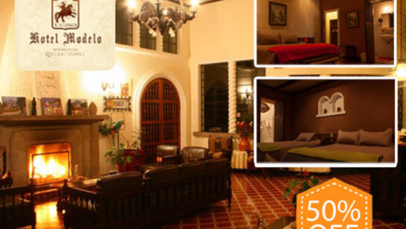 [Image: ¡Paga Q250 en lugar de Q500 por estadía para 2 adultos y 2 niños en Habitación Doble + 2 Desayunos a la Carta e impuestos Incluidos en Hotel Modelo en Xela!m]
