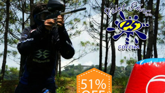 [Image: ¡Paga Q39 en lugar de Q80 por 100 paintballs + paquete de juego que incluye: máscara, marcadora semiautomática, protector de cuello, chaleco, camisa, tapón de seguridad y recarga de aire ilimitada en Paint Shots Gotcha!m]