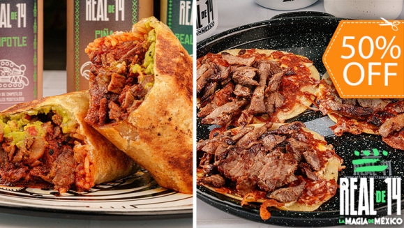 [Image: ¡Paga $12 y Consume $24 en Todo el Menú de Real de 14 "La Magia de México": Tacos, Burritos, Tortas, Gringas, Huaraches, Entradas, Bebidas y Más!m]