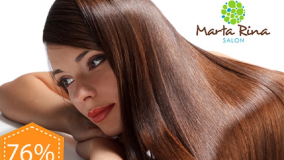 [Image: ¡Paga $18 en lugar de $76 por tratamiento premium de keratina + 3 lavados + 3 secados o planchados + corte o limpieza de puntas + tratamiento a elección en la segunda visita en Marta Rina Salón!m]