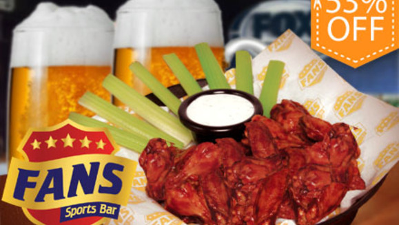 [Image: ¡Paga Q69 en lugar de Q147 por Mega Porción de 24 Alitas a elección para 2 personas + 2 Tarros de Cerveza en Fans Sports Bar!m]