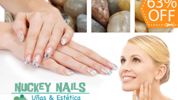 [Image: ¡Paga $20 en lugar de $54 por Set Completo de uñas acrílicas + Pedicure Spa + Decoración en uñas + Paquete facial con piedras calientes (limpieza, hidratación, exfoliación, mascarilla y tonificación) en Nuckey Nails!m]
