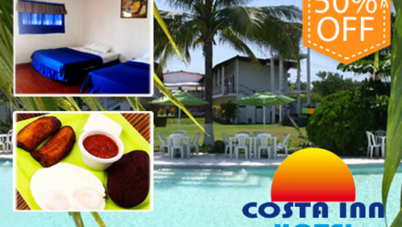 [Image: ¡Paga $30 en lugar de $60 por Estadía de dos días y una noche para 4 personas + Dos desayunos típicos en Hotel Costa Inn, Costa del Sol!m]