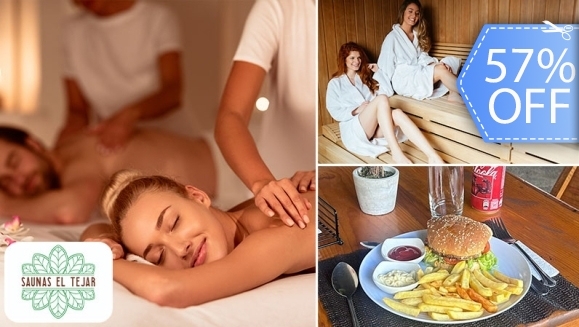 [Image: ¡Día de Spa Ilimitado para 2! Paga Q299 en Vez de Q700 por Día de Spa con Circuito de Sauna Húmedo o Baño de Vapor + 30 Minutos de Masaje Corporal + 2 Tazas de Té + 2 Menús de Hamburguesas y Papas Fritas con Gaseosas + Varias Áreas de Descanso y Más!m]