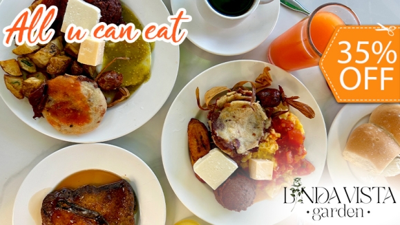 [Image: ¡All You Can Eat en Linda Vista Garden! ¡Paga $11 en Vez de $16.95 por Desayuno Buffet Para 1 Persona que Incluye: Huevos, Pancakes, Frijoles, Pupusas, Tamales, Tocinos, Chorizos, Plátanos, Salsas, Quesos, Yogurt , Fruta, Postres, Jugos y Más!m]