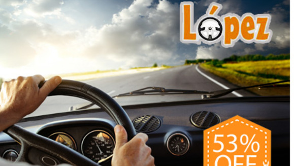 [Image: ¡Paga $55 en lugar de $118 por 12 Clases Prácticas + 5 Clases Teóricas + 2 Instructorías de Mecánica Básica + Preparación para Exámenes de Licencia en Escuela de Manejo López!m]