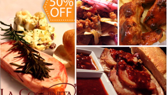 [Image: ¿Eres amante de los Chicharrones, Baby Back Ribs y Chorizos? ¡Paga $7 y consume $14 en todo el Menú de La Cochinita!m]