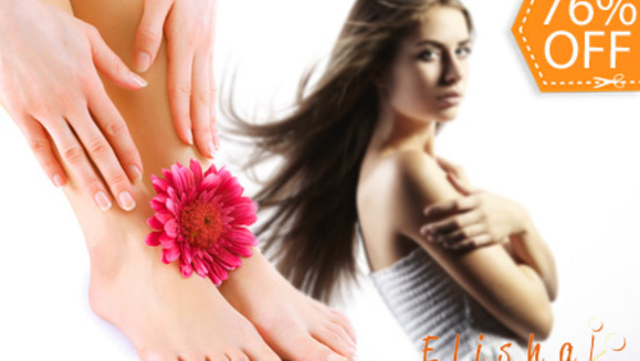 [Image: ¡Paga $10 en lugar de $42 por Manicure Spa + Pedicure Spa con Parafina + Esmaltado + Lavado Capilar Spa + Limpieza de Puntas + Planchado o Pistoleado en Elisha Salón!m]