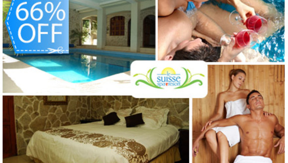 [Image: ¡Paga Q599 en vez de Q1765 por Estadía para 2 Personas en habitación con Chimenea + Decoración + Botella de Vino + 2 Masajes de Oro + 2 Exfoliaciones Corporales + 2 Mascarillas + 2 Té Relajantes + Uso de Instalaciones en Le Suisse Spa &amp; Resort!m]