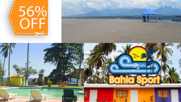 [Image: ¡Paga $33 en lugar de $75  por estadía de dos días y una noche para 6 personas + 6 bebidas de bienvenida en Hotel Bahía Sport en la Bahía de Jiquilisco! ¡Sólo 93 cupones disponibles!m]