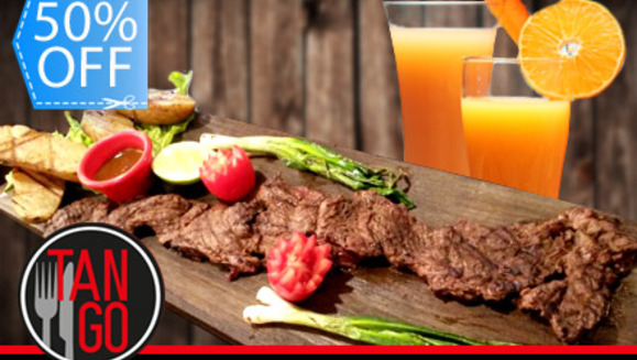 [Image: ¿Mediodía con antojo a carne asada? ¡Paga Q159 en lugar de Q320 por Exquisita Parrillada para 2 Personas de 1 Metro de Lomito + Papas a la Parrilla + Cebollitas + 2 Bebidas en Tango Steak House!m]