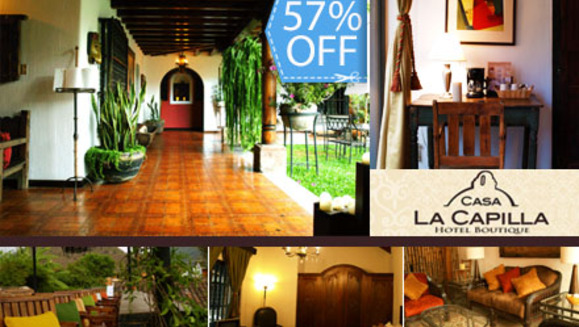 [Image: ¡Estadía de Ensueño! ¡Paga Q520 en lugar de Q1,200 por una Estadía de dos días y una noche para 2 Personas + 2 Desayunos a la Carta + Uso de las Instalaciones en Casa La Capilla Hotel Boutique!m]