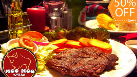 [Image: ¡Paga $12 y consume $24 en todo el Sabroso Menú de Restaurante Moo Moo Steak!m]