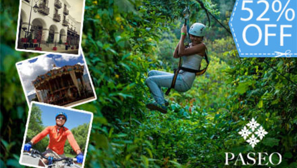 [Image: ¡Paga Q55 en lugar de Q115 por 1 Día de Diversión que Incluye: 1 Paseo en Canopy de 4 Tramos + 1 Hora en Bicicleta + 1 Carrousel en Paseo Cayalá!m]