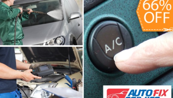 [Image: ¡Paga $22 en lugar de $65 por: Carga Completa de Aire Acondicionado + Revisión de Fugas de A/C + Revisión de Sistema Eléctrico de A/C + Lavado y Más en Autofix Service!m]