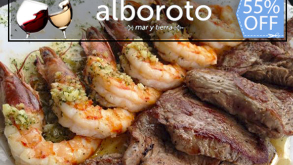 [Image: ¡Paga Q159 en lugar de Q350 por Plato Mar y Tierra  para 2 Personas + 1 Entrada de la Casa + Pan de la Casa + 2 Cervezas o Bebidas Naturales en Restaurante Alboroto Paseo Cayalá!m]