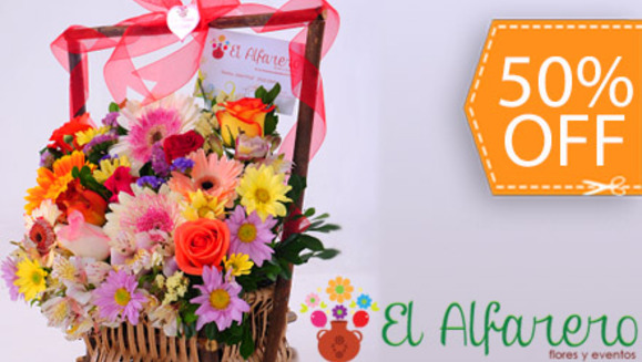 [Image: ¡Paga $22.5 en lugar de $45 por 1 Arreglo de Rosas y Más en Floristería El Alfarero Flores y Eventos! Solo 250 Cupones Disponibles.m]