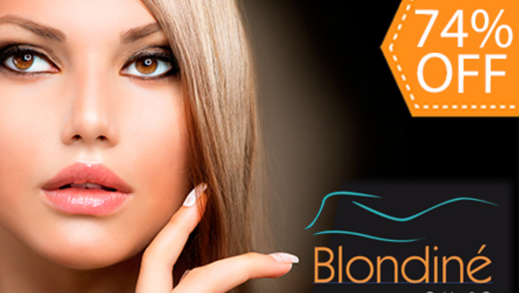 [Image: ¡Paga $14 en lugar de $53 por Tratamiento Keratina + Manicure y Pedicure Spa + Planchado / Secado + Depilación de Ceja o Bozo y Más en Blondiné Salón &amp; Spa!m]