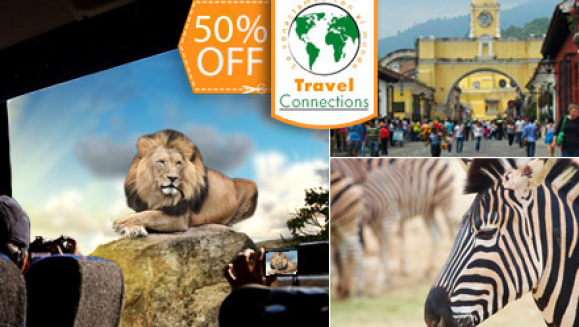 [Image: ¡Paga $40 en lugar de $80 por Tour Guiado a Guatemala que Incluye: Visita al Auto Safari Chapín + Paseo a la Antigua Guatemala + Asistencia Migratoria + Snacks en Travel Connections! ¡Solo 99 Cupones Disponibles!m]