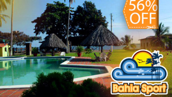 [Image: ¡Paga $33 en lugar de $75  por estadía de dos días y una noche para 6 personas + 6 bebidas de bienvenida en Hotel Bahía Sport en la Bahía de Jiquilisco! ¡Sólo 93 cupones disponibles!m]