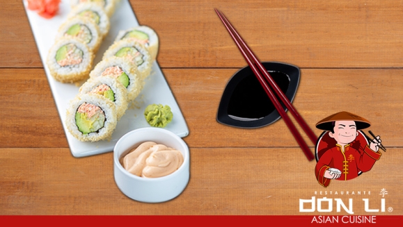 [Imagen:¡Paga $24 en Lugar de $48 por Banquete de Sushi hasta para 5 Personas que Incluye: 1 Crunchy Crab Roll + 1 Honolulu Roll + 1 Manhattan Roll + 1 Char Siu Roll + 1 California Roll + 1 Orden de Wantanes de Pollo + 1 Pichel De Té Helado!]