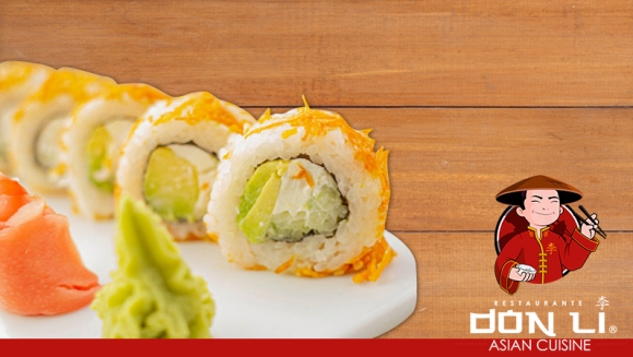 [Imagen:¡Paga $24 en Lugar de $48 por Banquete de Sushi hasta para 5 Personas que Incluye: 1 Crunchy Crab Roll + 1 Honolulu Roll + 1 Manhattan Roll + 1 Char Siu Roll + 1 California Roll + 1 Orden de Wantanes de Pollo + 1 Pichel De Té Helado!]