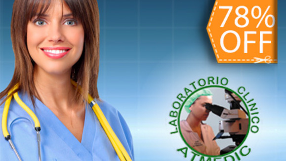 [Image: ¡Paga $28 en lugar de $130 por Chequeo Médico Completo de 15 Exámenes (Incluyendo Glucosa, Triglicéridos, Colesterol y Más) + Evaluación de TSH en Laboratorio Clínico ATMedic!m]