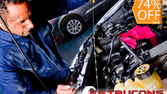 [Image: ¡Paga $26 en lugar de $101 por Cambio de Aceite 20w50 + Filtro de Aceite + Alineado + Balanceo + Rotación de Llantas + Diagnóstico de Dirección y Suspensión + Limpieza de Frenos + Revisión de 18 Puntos en Estrucons Car Center!m]