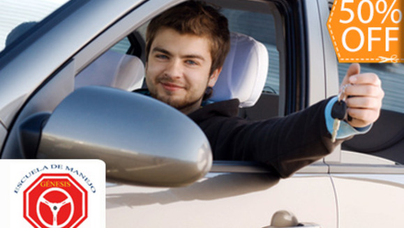 [Image: ¡Paga $50 en lugar de $100 por 10 Clases Prácticas + 5 Teóricas en Escuela de Manejo Génesis! ¡SÓLO 200 CUPONES DISPONIBLES!m]