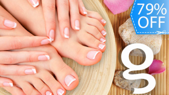 [Image: ¡Paga Q89 en lugar de Q420 por Manicure y Pedicure Spa + Gelish en Manos y Pies + Depilación de Ceja o Bigote en Glow Salon Day Spa &amp; Coffee!m]