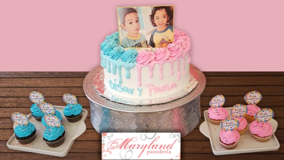 [Image: ¡Paga $30 en Lugar de $60 por Pastel Redondo de 20 Porciones con Relleno a Elección + Plaquita de Dulce + 10 Cupcakes con Pin Personalizado! ¡Solo 103 Disponibles!m]