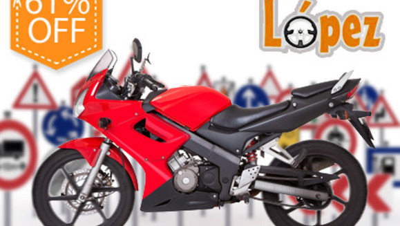 [Image: ¡Paga $35 en lugar de $90 por 10 clases prácticas de manejo para motos de 45 minutos + 5 clases teóricas en Escuela de Manejo López!m]