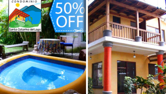 [Image: ¡Paga Q890 en lugar de Q1,780 por Estadía de 1 Noche en Townhouse para 6 Personas, Totalmente Equipado con 2 Habitaciones, Jacuzzi Privado, Cocina Equipada y Más en Condominio Santa Catarina del Lago en Atitlán!m]