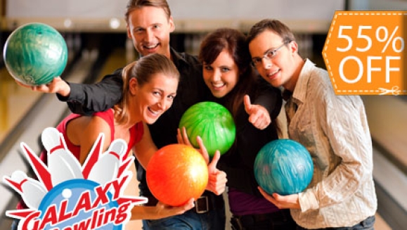 [Image: ¡Vamos al Boliche! ¡Paga $10 en lugar de $22 por 1 Hora de Boliche para 5 Personas + Alquiler de 5 Pares de Zapatos en Galaxy Bowling!m]